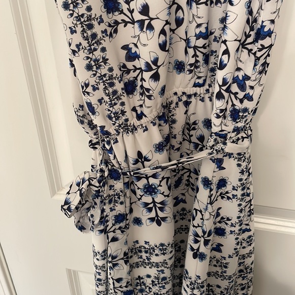 Aqua high neck formal dress with a tie - Picture 3 of 3